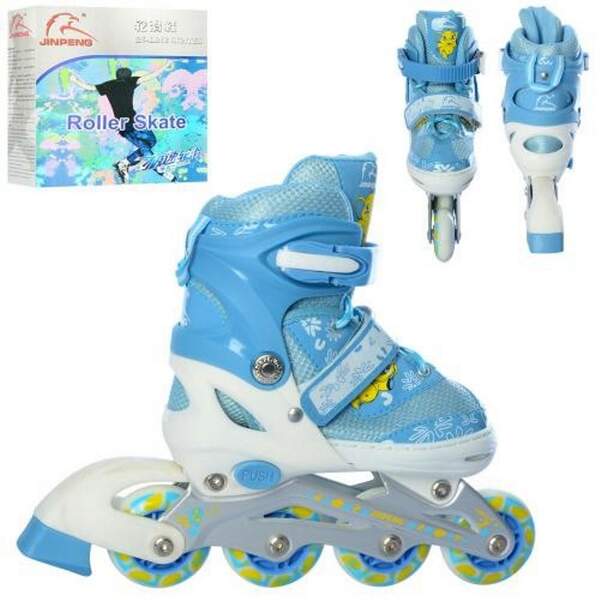 Ролики A 17119-3-S(31-34) (6шт) розсув,шнурів+бакля,алюм.рама,колесПУ64мм,світло,синій,кор,37-41-11с (шт.)