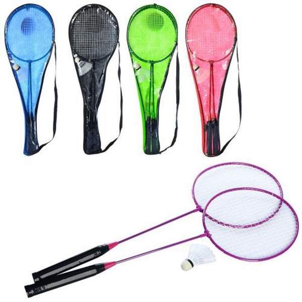 Бадмінтон залізний MS 0755-1 (50шт) ракетки 2шт, 66см, волан, 5 кольорів, у чохлі, 67-21-2,5см (шт.)