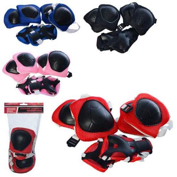 Захист MS 0336-2 (120шт) для колін, ліктів, зап'ясть, 4 кольори, в сітці, 16,5-29-6см (шт.)