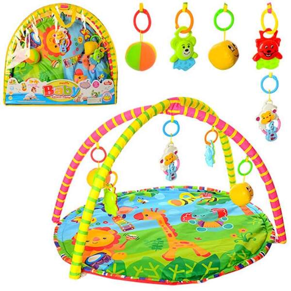 Килимок для немовляти 518-17 (18шт) 80-64см, дуга 2шт, підвіски 5шт(3шт-брязкальця), в сумці, 6-54-5 (шт.)