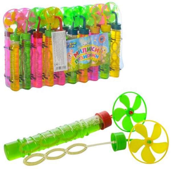 Мильні бульбашки 113B (600шт) вітрячок, 16см, 20шт(мікс кольорів) у дисплеї, 25-16-4,5см (шт.)