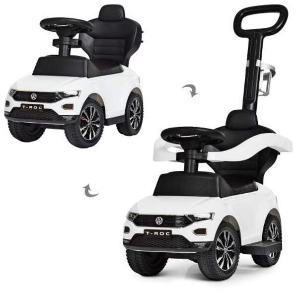 Каталка-толокар 651-1 (1шт) 2в1 (батьківська ручка), муз, підставка для ніг, на бат-ці, білий (шт.)