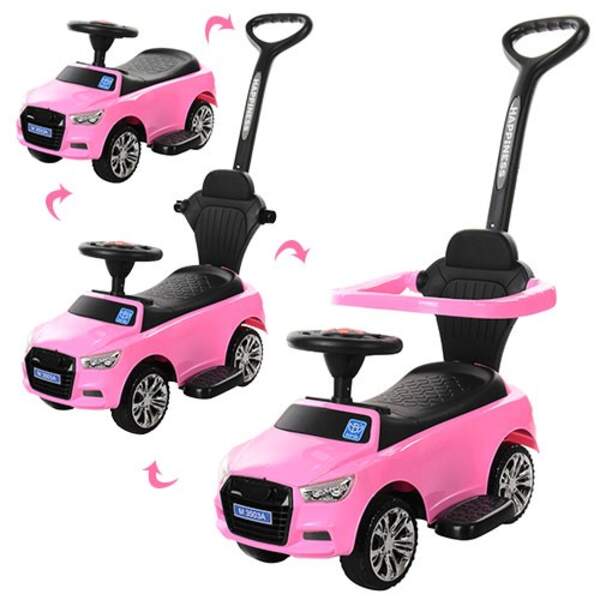 Каталка-толокар M 3503A-8 (1шт) 2в1 (батьківська ручка), муз, світло, підст. для ніг, на бат-ці, рож (шт.)