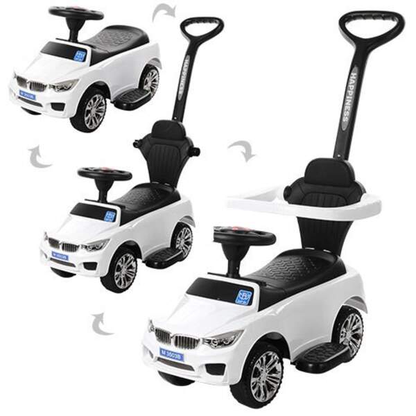 Каталка-толокар M 3503B-1 (1шт) 2в1(батьківська ручка),муз,світло,підст.для ніг,на бат-ці,білий (шт.)