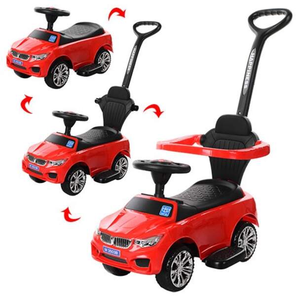 Каталка-толокар M 3503B-3 (1шт) 2в1 (батьківська ручка), муз, світло, підст. для ніг, на бат-ці, чер (шт.)