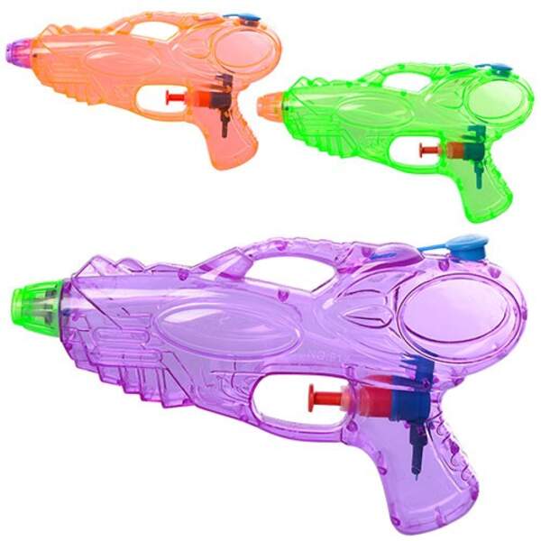 Водяний пістолет M 5395 (192шт) розмір маленький, 18см, 3 кольори, в кульку, 18-10,5-3см (шт.)