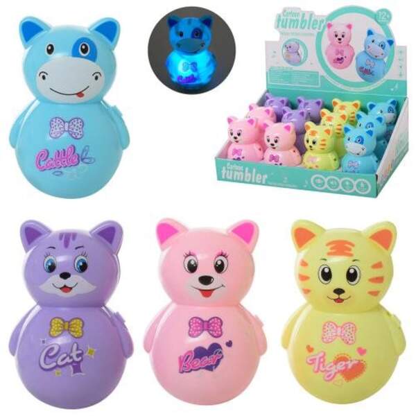 Неваляшка 7201 (108шт) тварина10см, муз, світло, на бат(табл), 12шт(4види) в дисплеї, 28-19,5-11см (шт.)