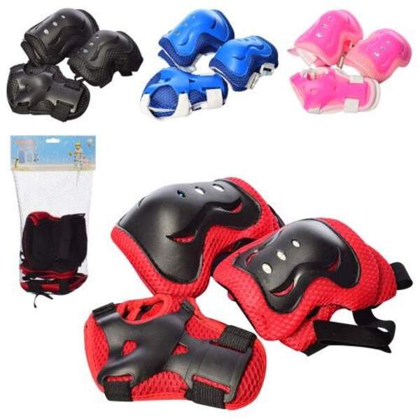 Защита MS 0338-1 (50шт) для коленей, локтей, запястий, микс цветов, в сетке, 18,8-38-9см (шт.)