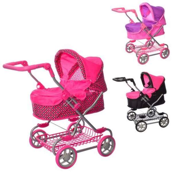 Коляска 9680W (3шт) для ляльки, демісез, довжин 59см, вис. керма до75см, кошик,кол4шт,3в,у кор,41-59 (шт.)