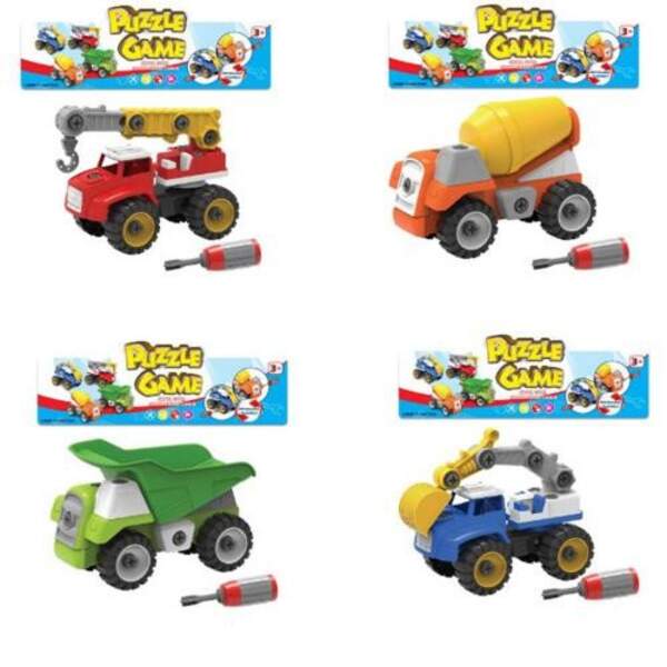 Конструктор 555-19-20-21-22A (72шт) на шурупах, стройтехника21см, отвертка, в кульке, 30-27-11см (шт.)