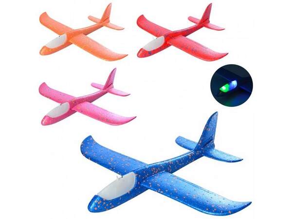 Іграшка №А-02 (№В-1) літак пінопластовий з ліхтариком (100) (шт.)