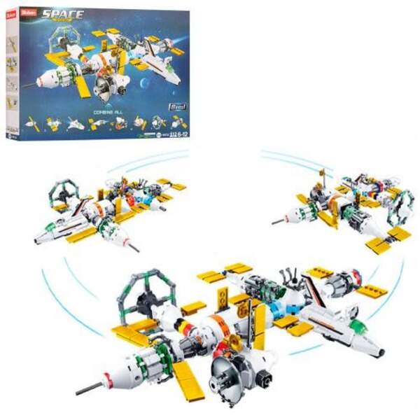 Конструктор SLUBAN M38-B0732 (12шт) космическая станция, 512дет, в кор-ке, 47,5-33-7см (шт.)