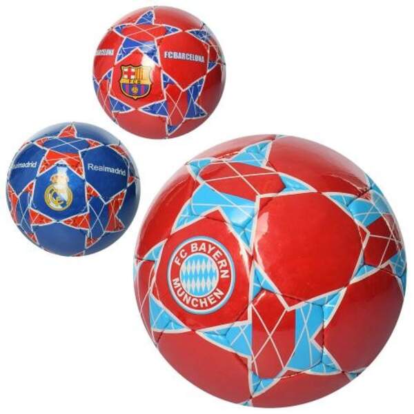 М'яч футбольний 2500-89 (30шт) розмір 5, ПУ1,4мм, ручна, робота, 420-430г, 3 види (клуби), в куль, 1 (шт.)
