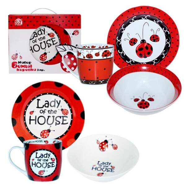 Набір дитячий 3пр. Божа корівка мікс (тарілка-19см, миска 380мл, чашка-250мл) 5143 (шт.)