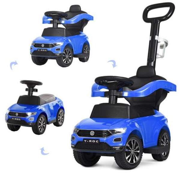 Каталка-толокар 651-4 (1шт) 2в1 (батьківська ручка), муз, підставка для ніг, на бат-ці, синій (шт.)