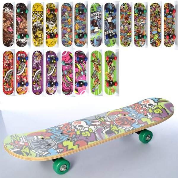Скейт MS 0323-4 (10шт) 60-15см, пласт.підвіска, колеса ПВХ, 10 видів, розібраний (шт.)