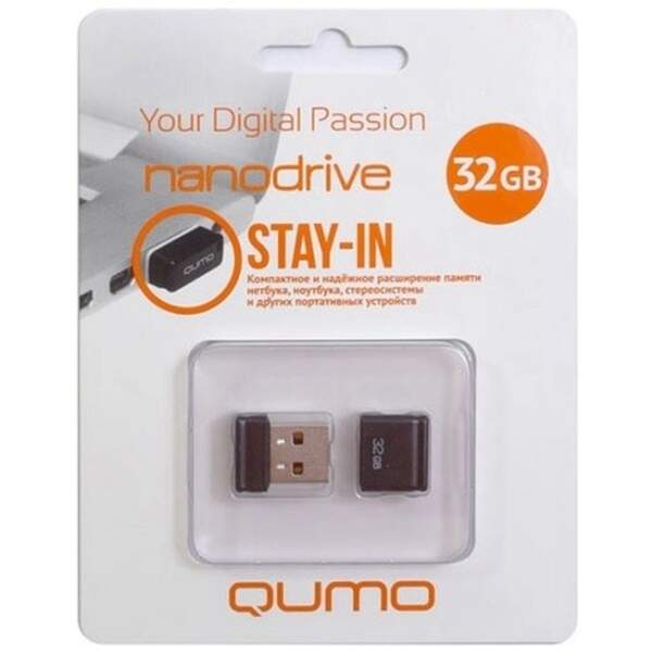 QUMO USB2.0 flash 32 GB  nano drive Black (шт.)