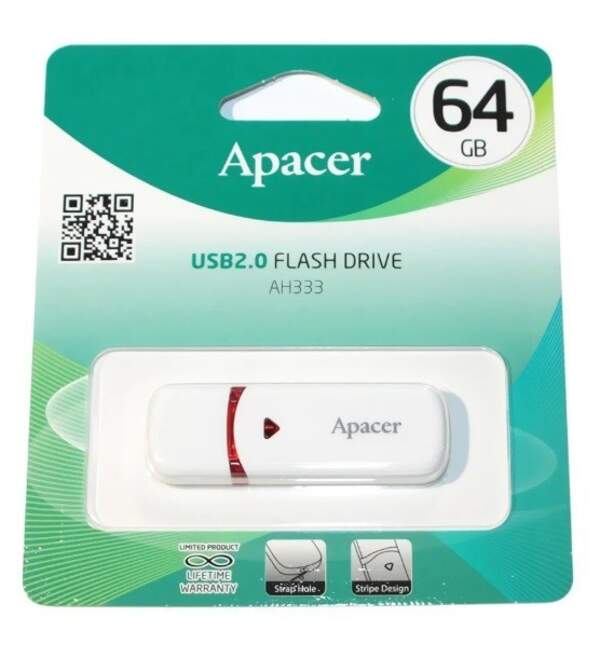 APACER USB2.0 flash 64 GB (AH-333) White (шт.)