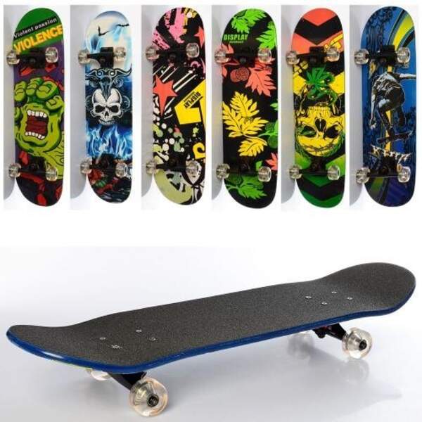 Скейт MS 0355-4 (6шт) 79-20см (нажд), алюм. підвіска, колеса ПУ, підшABEC-7,6 видів, розібр, (шт.)