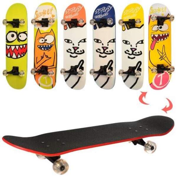 Скейт MS 0355-5 (6шт) 79-20см (нажд), алюм. підвіска, колеса ПУ, підшABEC-7,6 видів, розібр, (шт.)
