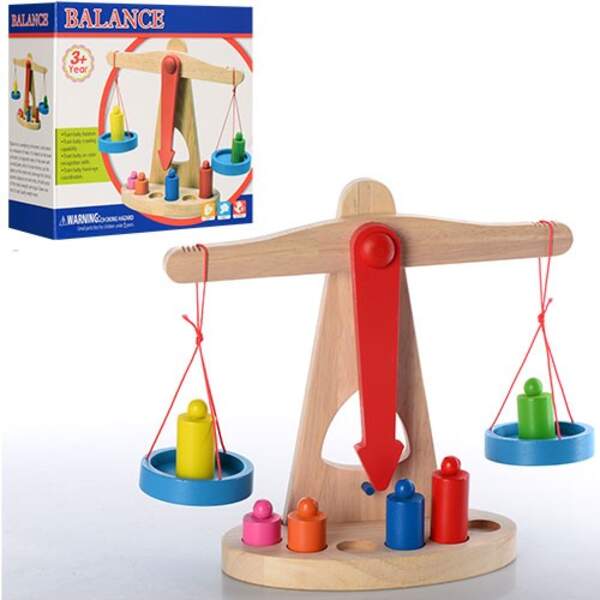 Дерев'яна іграшка Ваги MD 0920 (36шт) гирі 6шт, кор, 24-23-10см (шт.)