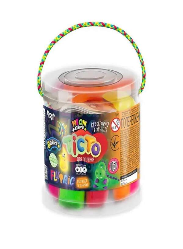 Креативна творчість "Тісто для ліплення "FLUORIC" туба 8 кольорів укр (12) TMD-FL-8-01U (шт.)
