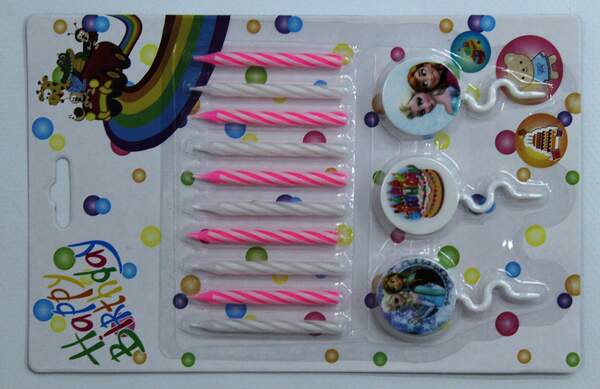 Свічки №АА000788 10шт+3підст. пл. малюнок дисн. на аркуші 2кол (360) (шт.)