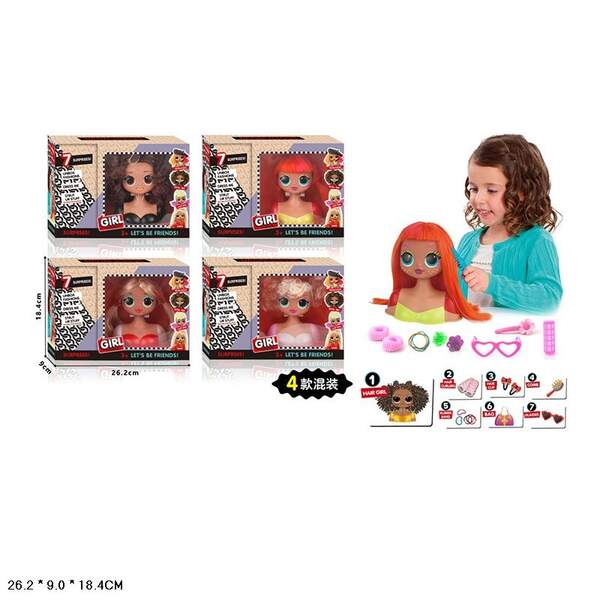 Лялька-манекен L.O.L. LK1016 для зачісок з аксес.4в.кор.26,2*9*18,4 /60/ (шт.)