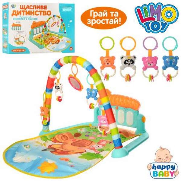 Килимок для немовляти М 5469 (12шт) 72-47см, дуга, підвіски, піаніно, муз, св, на бат,у кор-ці, 45,5 (шт.)