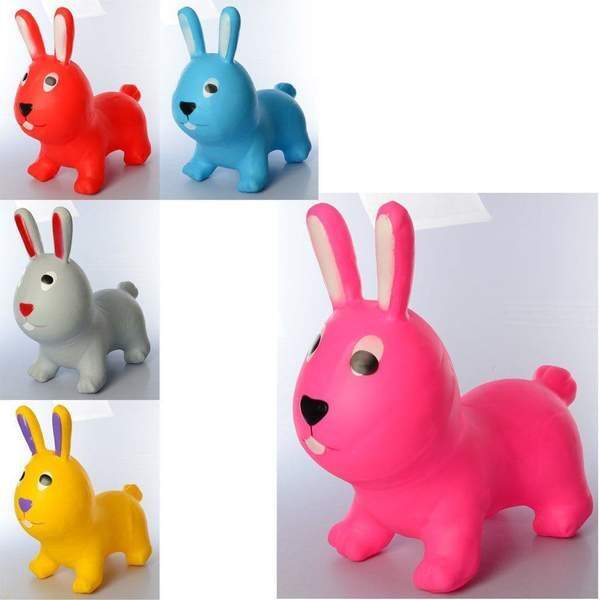 Стрибуни-тварини MS 3260 (15шт) зайчик, ПВХ, 1350-1400г, 6 кольорів, у кульку, 28-27-8см (шт.)