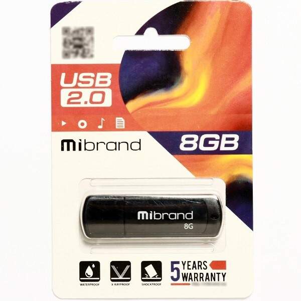 USB 2.0 Mibrand Grizzly 8Gb Black (шт.)