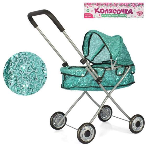 Коляска M 4436 UA (18шт) класика, паєтки, колеса4шт, в кульку, 36-74-12см (шт.)