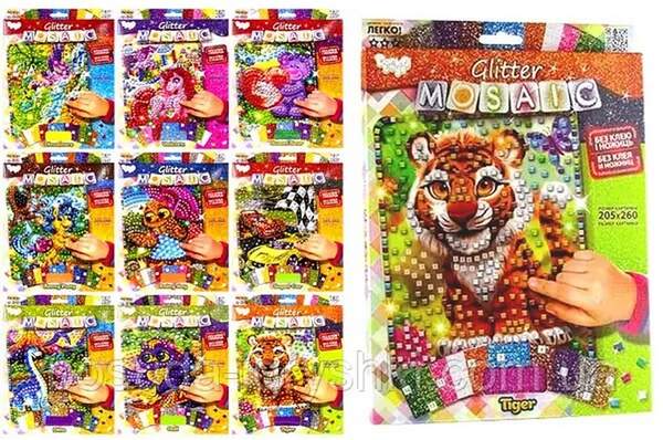 Креативна творчість "Блискуча мозаїка "Glitter Mosaic" с.3 (20) БМ-03-01,02,03,04,05...10 (шт.)