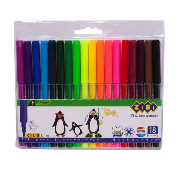 Фломастери, 18 кольорів ZB.2803 ( 1/24/144шт) (шт.)