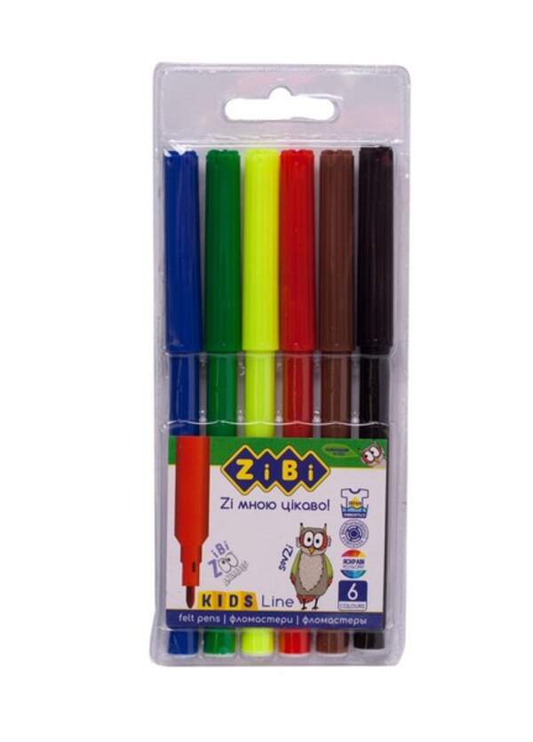 Фломастери, 6 кольорів ZB.2801 ( 1/24/480шт) (шт.)