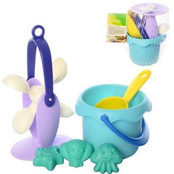 Набір для пісочниці HG-771 (96шт) відерце, лопатка, млин, форми, м'який, в сітці, 18-13-12см (шт.)