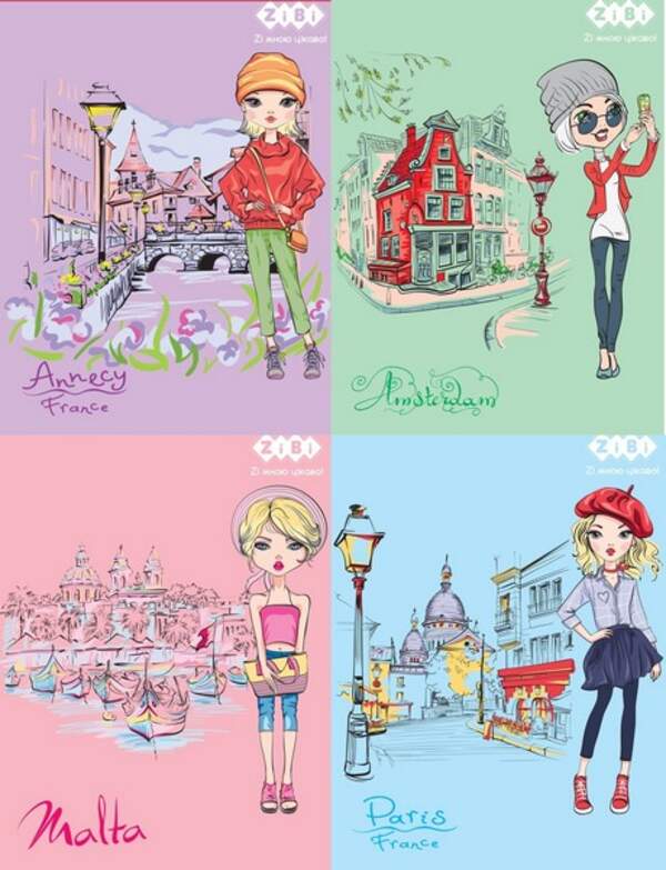 Блокнот на пружині зверху TRAVEL GIRLS, А6, 40 арк., карт.обкл., KIDS Line  ZB.12136 ( 1/20шт) (шт.)