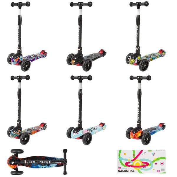 Самокат GS-0085 пластик.складний з принтом PU світ.135*40мм 35*13см 3,5кг 6в.кор./6/ (шт.)