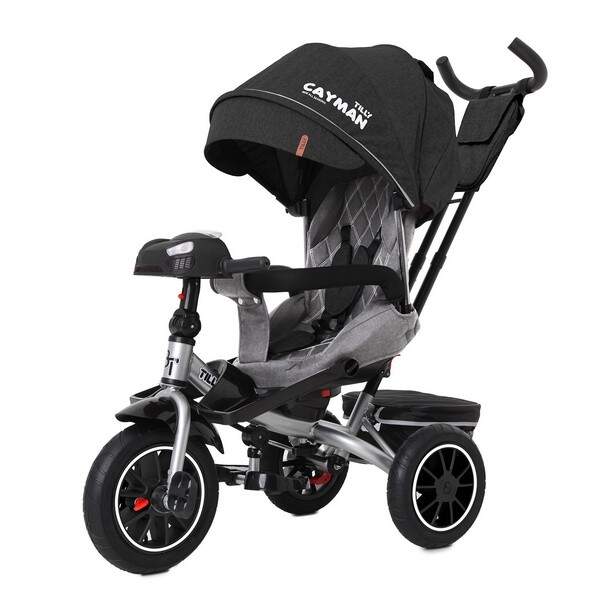 Велосипед триколісний TILLY CAYMAN з пультом та посильною рамою T-381/7 Темно-сірий льон /1/ (шт.)