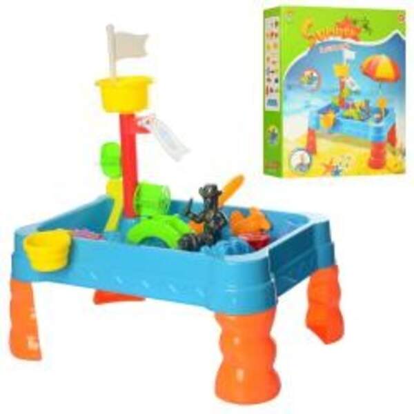 Столик-пісочниця 6154 (12шт) відерце, 53-39-60см, граблі, лопатка, форми, в кор-ці, 45-52-11см (шт.)