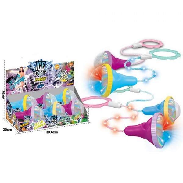 Скакалка SA1005 (180шт) нейроскакалка на ногу, 75см, св, кільце 14,5см, бат, 6шт (2кол) в дисплеї (шт.)