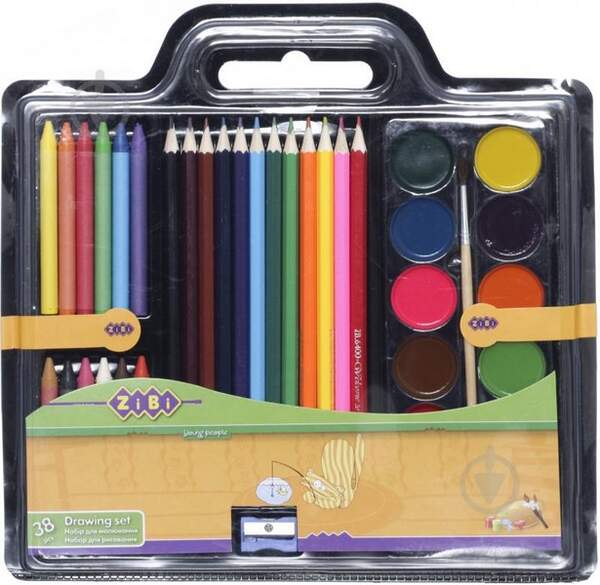 Набір для малювання (фарби, кол.олівці, крейда воск, пензель натур, чинка) ZB.6400 ( 1/12/48шт) (шт.)