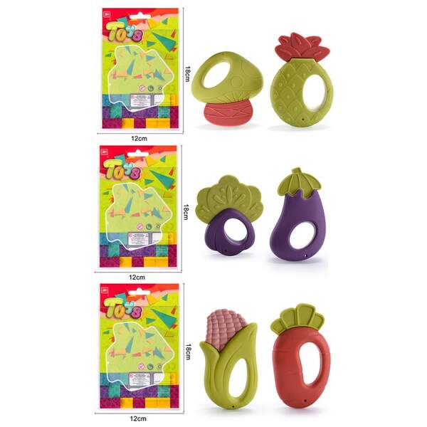 Брязкальце 882-1/2/4 прорізувач силікон фрукти/овочі 3в.2шт.лист 18*12 /240/ (шт.)