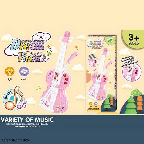 Скрипка 8033 (96шт/2) світло, муз, у коробці 13,5*36*4,6см (шт.)