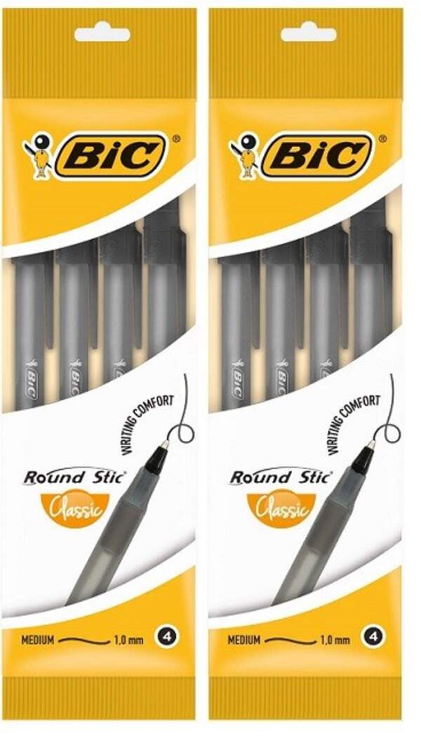 Ручка "Раунд Стік", чорна, 4шт в блістері bc944177 (1/20шт) ціна за блістер (шт.)