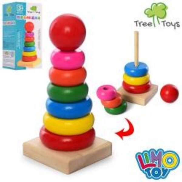 Дерев'яна іграшка Пірамідка MD 2272 (100шт) в кор-ці, 15,5-7,5-7см (шт.)