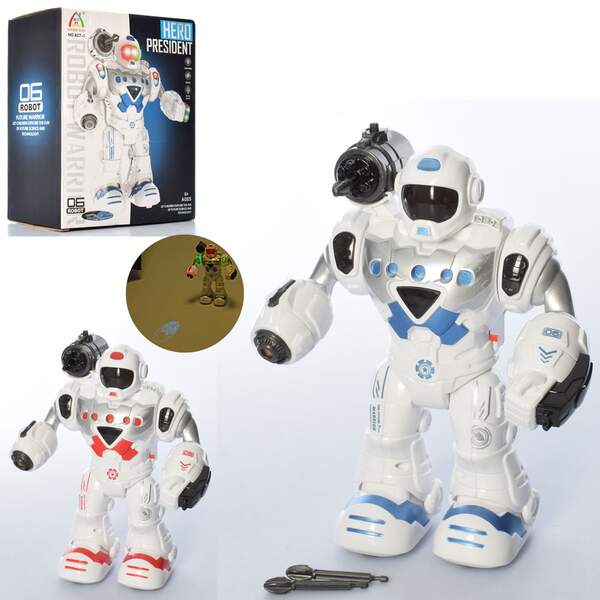 Робот 827-1 (30шт) 24см, звук, світло, ходить, стріл. стрілами, 2 кольори, на бат-ці, кор,19,5-24-12 (шт.)