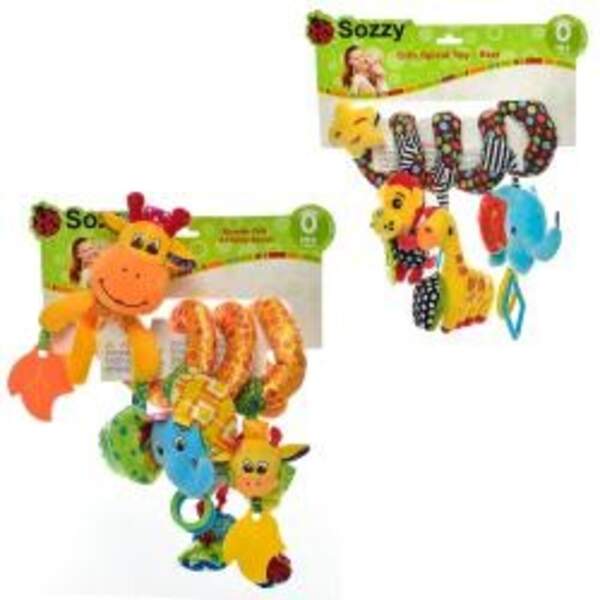 Підвіска S-1-4 (20шт) на ліжечко, тварина, шуршалка, муз, плюш, 2 види, бат-таб, в кульку, 28-28-8см (шт.)