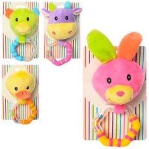 Брязкальце X12284 (90шт) тварина, 16см, плюш, 4 види, на листі, в пакеті, 12-18-5см (шт.)