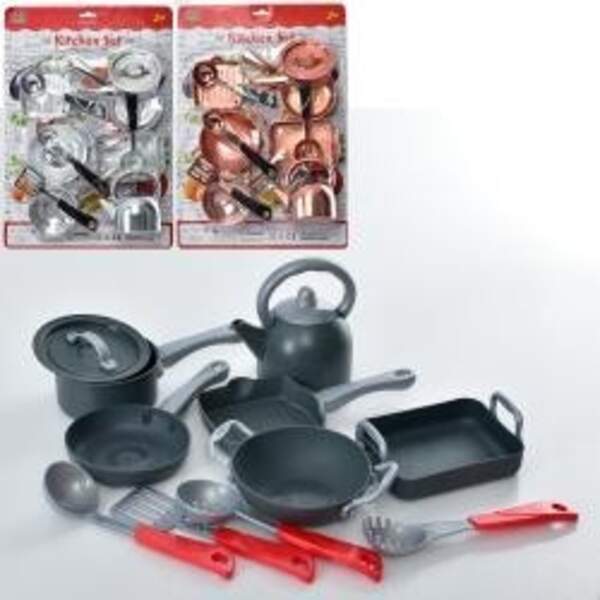 Посуд LN1018A3-5-4 (48шт) чайник, сковорідки, каструля, кухон. набір, 3 види, на листі, 30-43-8см (шт.)